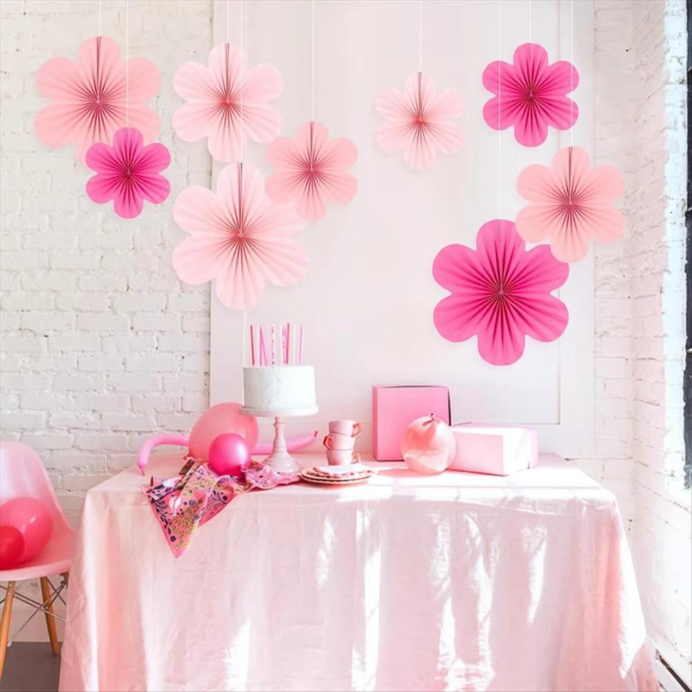 Pink Paper Fans Hanging Backdrops Decoration New Paper Fan Flower  Wedding