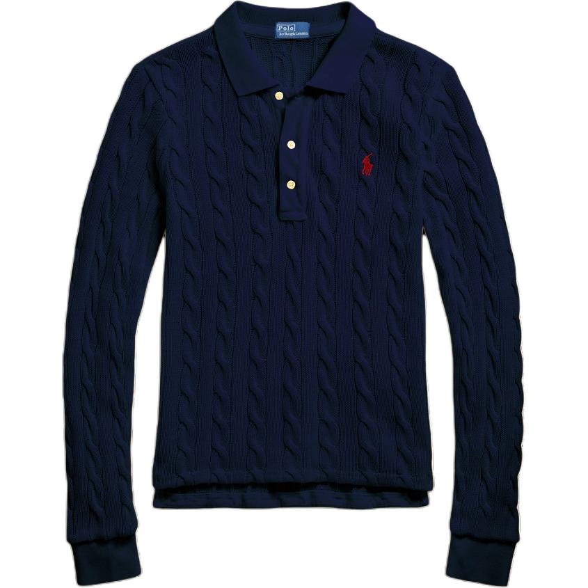 

Polo Ralph Lauren Slim Fit Cotton Long Sleeve Polo Shirt Women tops Dark-Blue WMPOKNINB920223-410 XS