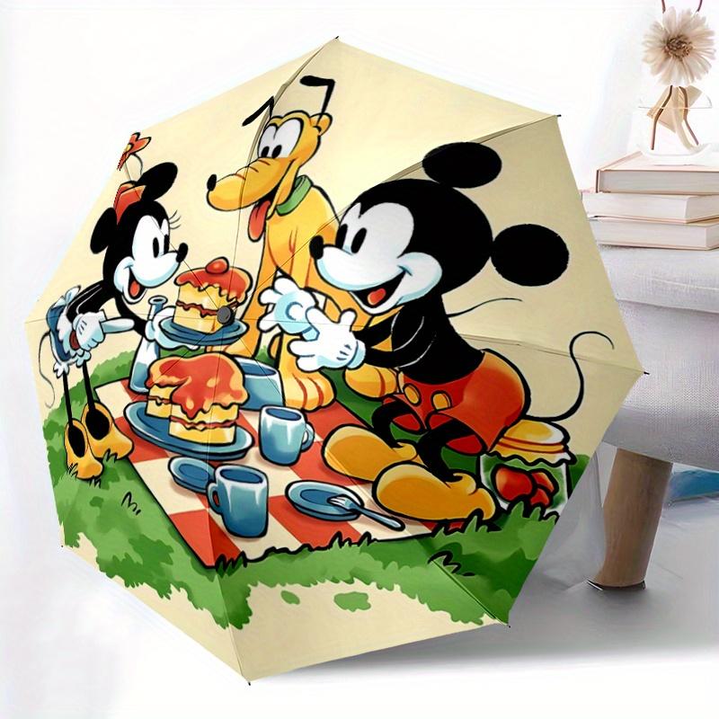 1pc Mickey and Friends at Picnic Automatic Opening and Closing Umbrella - Suitable for Various Occasions, Outdoor Activities, Lightweight an
