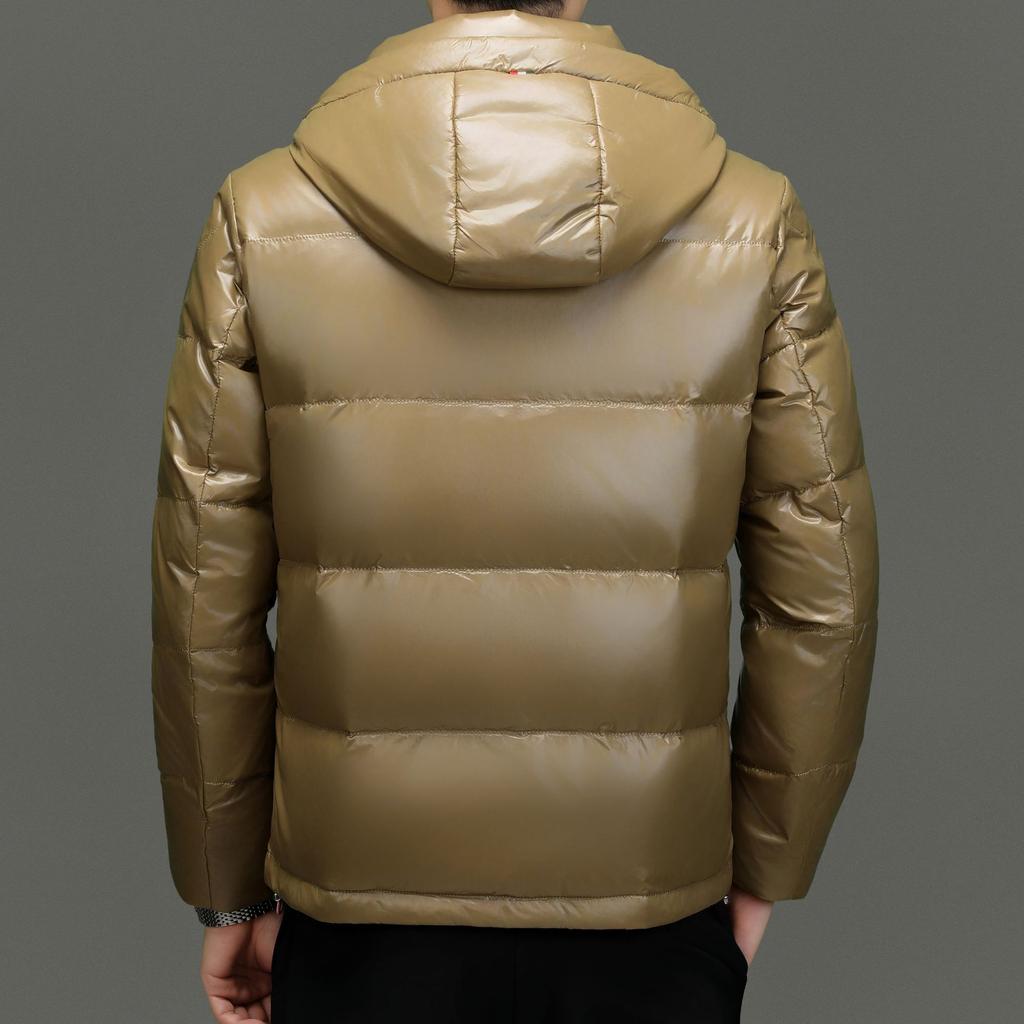 Chaqueta corta de plumón gruesa de invierno para hombre, resistente al frío, informal, con capucha