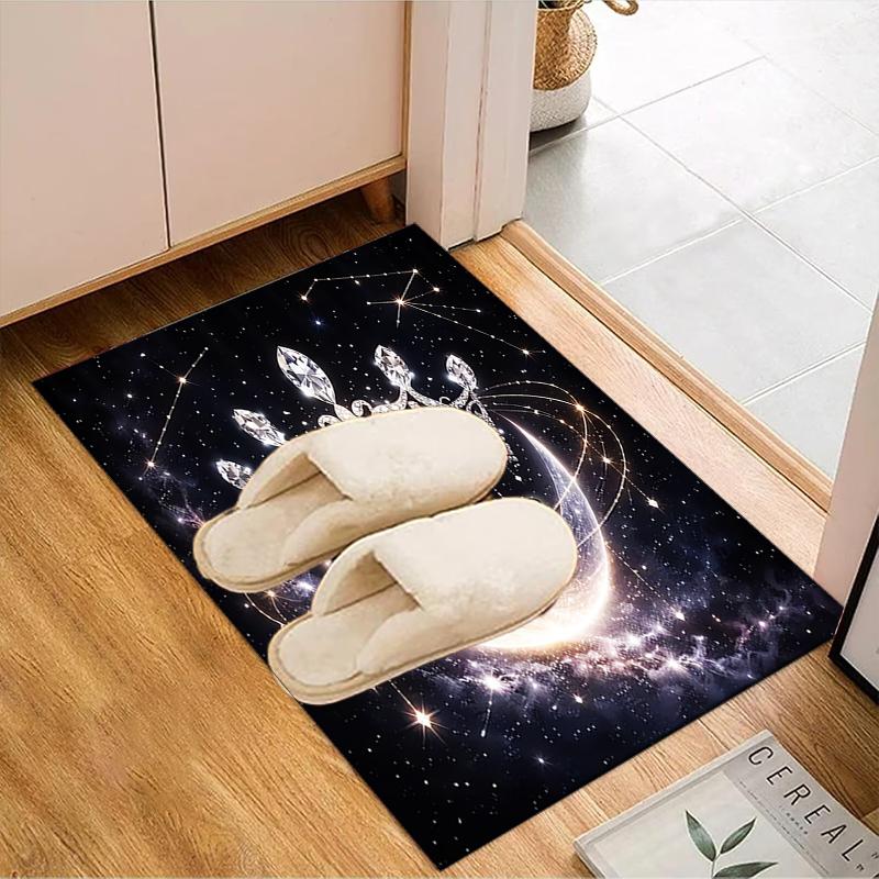 1PC Custom Name "Starry Crown Dreams" Theme Floor Mat Ideal for Living Room, Game Rooms, Office, Bedroom,Floor Mat Playful Design