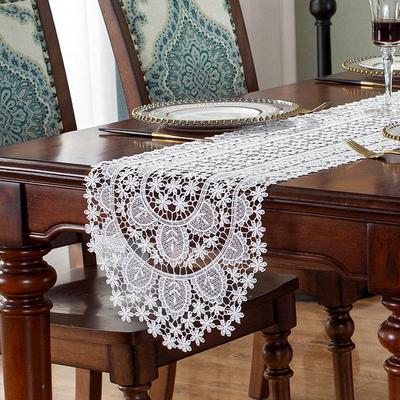 White Lace Table Runner & Placemat Set - Water Soluble & Hollow Design