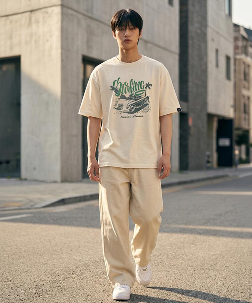 Osillos C97 Surf Car Oversized Short Sleeve T-Shirt_Cream