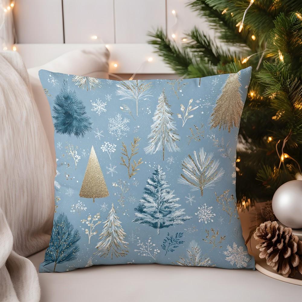 Home Decor Snowy Christmas Tree Pillow for Holiday Decor Pattern Cushion Cover Suitable for Sofa Bedroom Car Pillow Cover