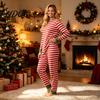 Holiday Gift for Family Christmas Pajamas Matching Sets Red White Striped Xmas 2 Piece Outfits Pjs Lounge Set Long Sleeve Sleepwear Adults Kids PJs