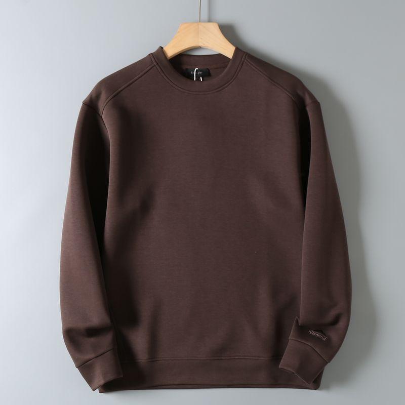 Original Foreign Trade Autumn New Model Air Layer Fabric Comfortable Versatile Round Neck Pullover Solid Color Long Sleeve Base Sweatshirt for Men
