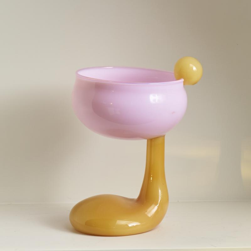 Nordisches Farbglas Weinglas Vintage Eis Dessert Müsli Schale Gläser Kelch Hoch Borosilikatglas Tasse Trinkgeschirr Barzubehör