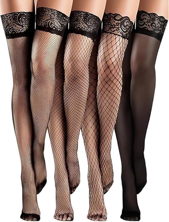 Sexy Fischernetz-Strümpfe in Übergröße mit Silikonrand und floralen Details