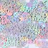 BOXOB 280pcs Iridescent Confetti - Happy Birthday, Circle, Star Shapes - Paper Material - Perfect for Birthday Parties & DIY Crafts