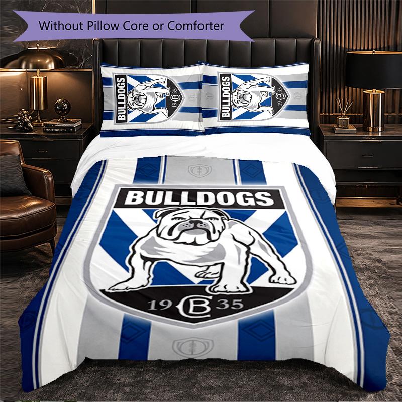 Canterbury-Bankstown Bulldogs Pattern Microfiber 3Pcs Bedding Set Decor Duvet Cover Set For Bedroom Home Use