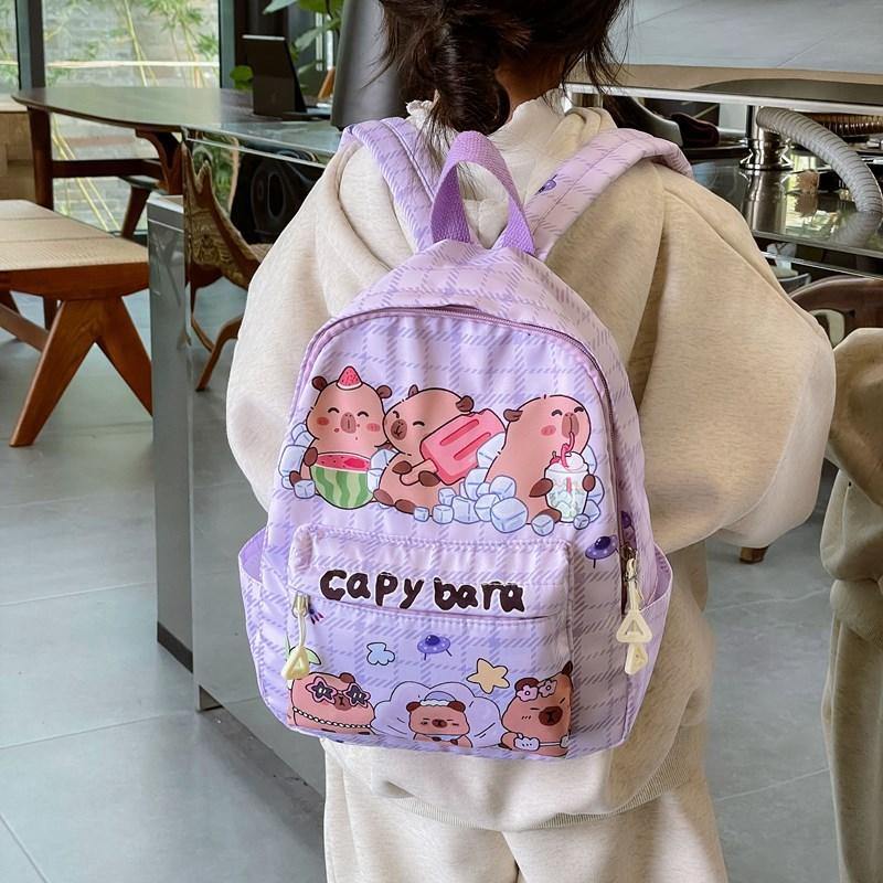 School bag Kapibara new children's cute cartoon backpack trendy versatile printed bag
