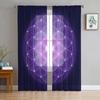 Life Of Flower Purple Tulle Curtains for Living Room Print Sheer Voile Curtain Bedroom Window Screening Drapes Blinds Home Decor