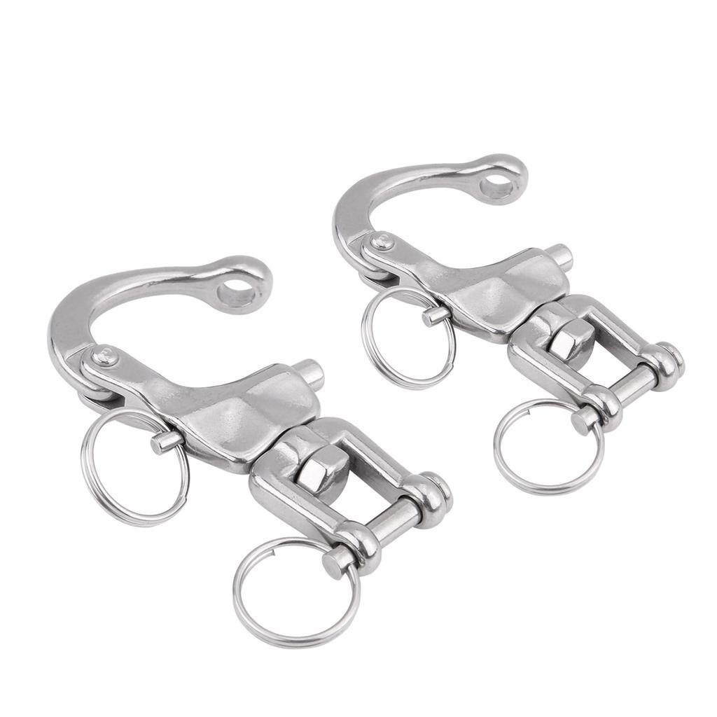 2PCS Swivel Eye Snap Shackle Stainless Steel Quick Release Boat Chain Eye Jaw Swivel Snap Shackle Hook