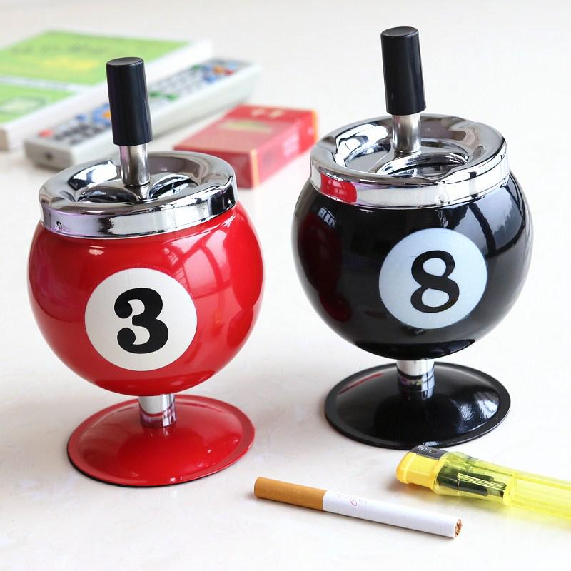 Creative Billiard Ashtray with Lid - Anti-Fly Ash Office Decor