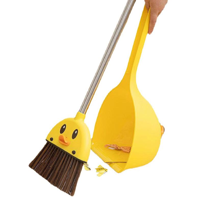 Mini Broom and Dustpan Set for Kids - Cute Yellow Duck for Girls & Boys - Toddler Broom Set for Household Cleaning and Pretend Play - Perfect for