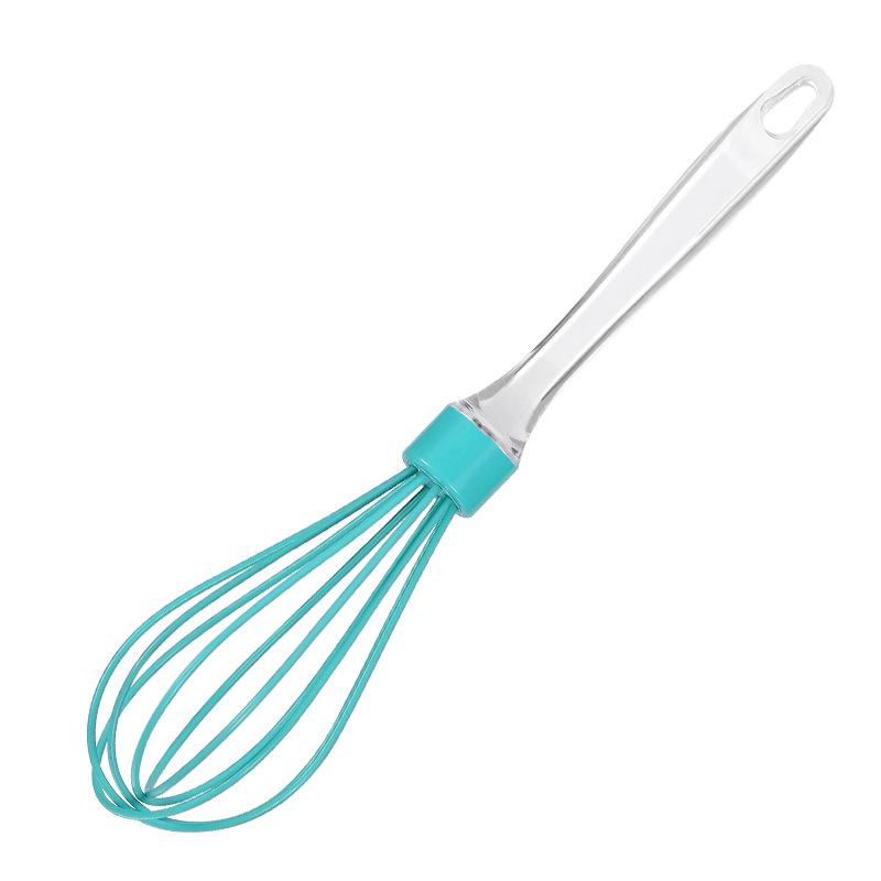 1pc 10-inch Manual Transparent Handle Silicone Egg Beater Cake Cream Mixer Egg Baking Gadget