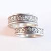 Jianjie 925 Silver Antique Floral Ring Set for Men and Women