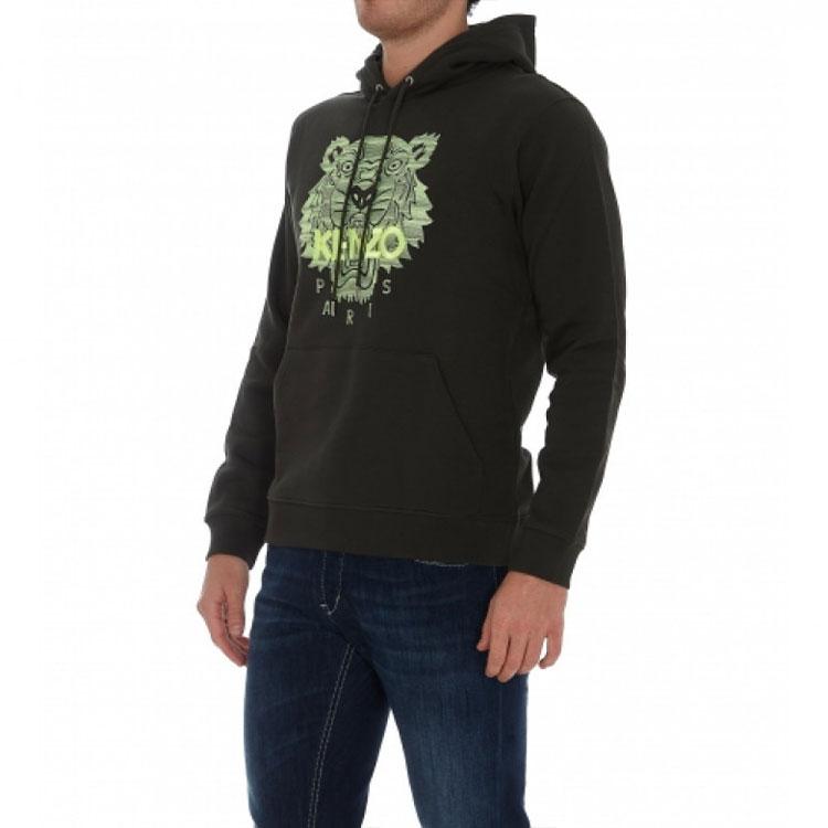 Kenzo Sudaderas Hombre Negra con Capucha Moderada Regular FB65SW3304MB-51A