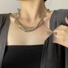 European and American Style Geometric Twisted Metal Necklace: Trendy, Bold, and Fashionable Clavicle Chain for Women