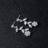 Set Rhinestone Decor Flower Shape Hollow Out Adjustable Hanging Earrings High-end Bride Jewelry