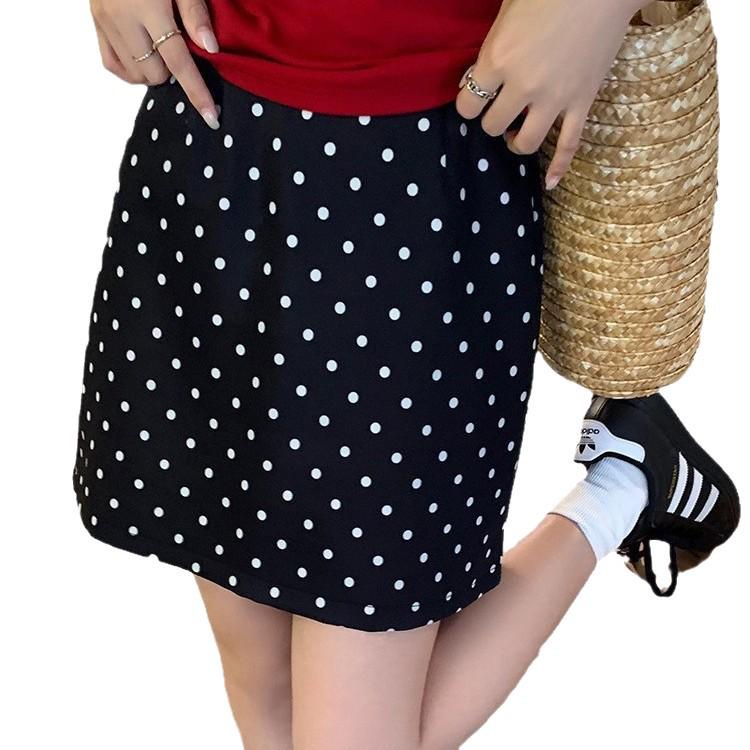 2024 Sweet & Spicy Apricot Polka Dot A-line Bodycon Mini Skirt for Women