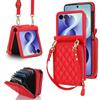 Crossbody portemonnee met lange riem, meerdere sleuven, ritssluiting, leren hoesje, geschikt voor Samsung Galaxy Z Flip 8 7 6 5 4 3 5G Beschermhoes