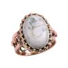 Natural Green Dendrite Opal Gemstone Two Tone 925 Sterling Silver Ring S.9 M8U21