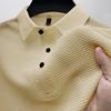 Mesh Ice Silk Short-sleeved T-shirt Men Shirt Collar Summer Solid Colour New Men's Polo Short-sleeved Tops