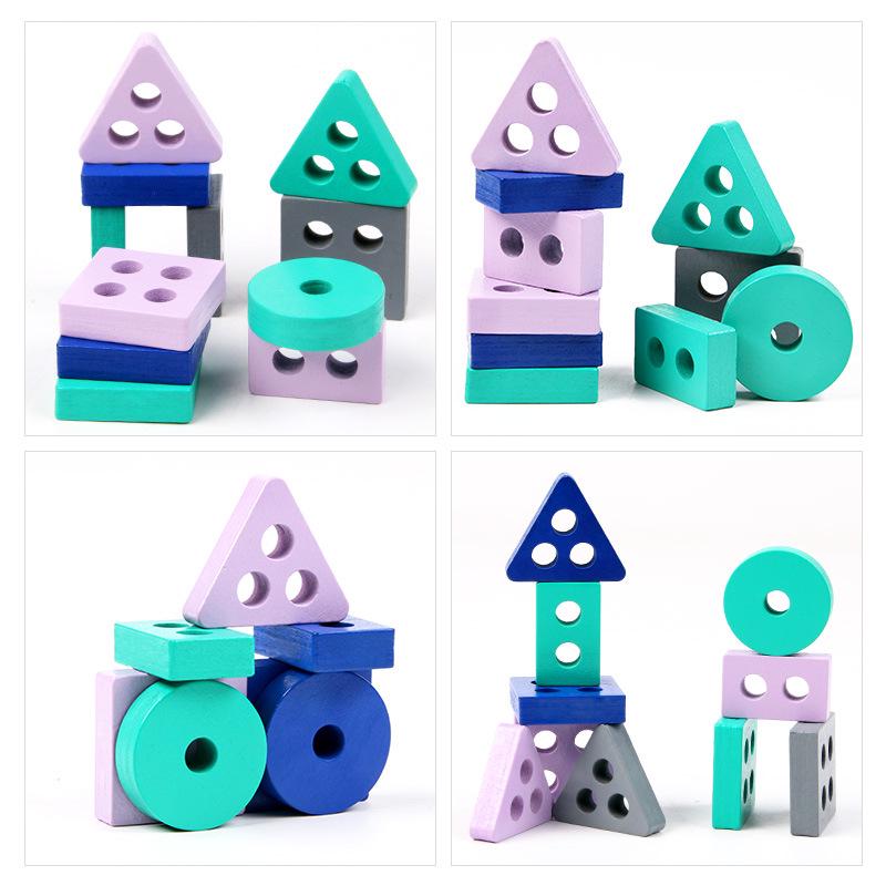 Kinder Holz Montessori Entwicklungsspielzeug Formenpaare Baby Früherziehungsspielzeug Bausteine Regenbogen Turm Kinder Geschenk TMZ