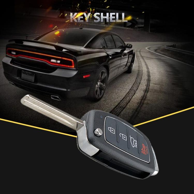 4-button Folding Car Key Shell with Metal Edge Solaris Ix35 Ix4 Santa For Hyundai Sonata 2014-2017 / Tucson 2016-2019 / Santa Fe 2013-2016
