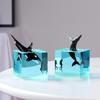 Ocean Animal Cube Decor with Light Decorative Marine Whale Decor Beluga Killer Whale Megalodon for Desktop Bookshelf