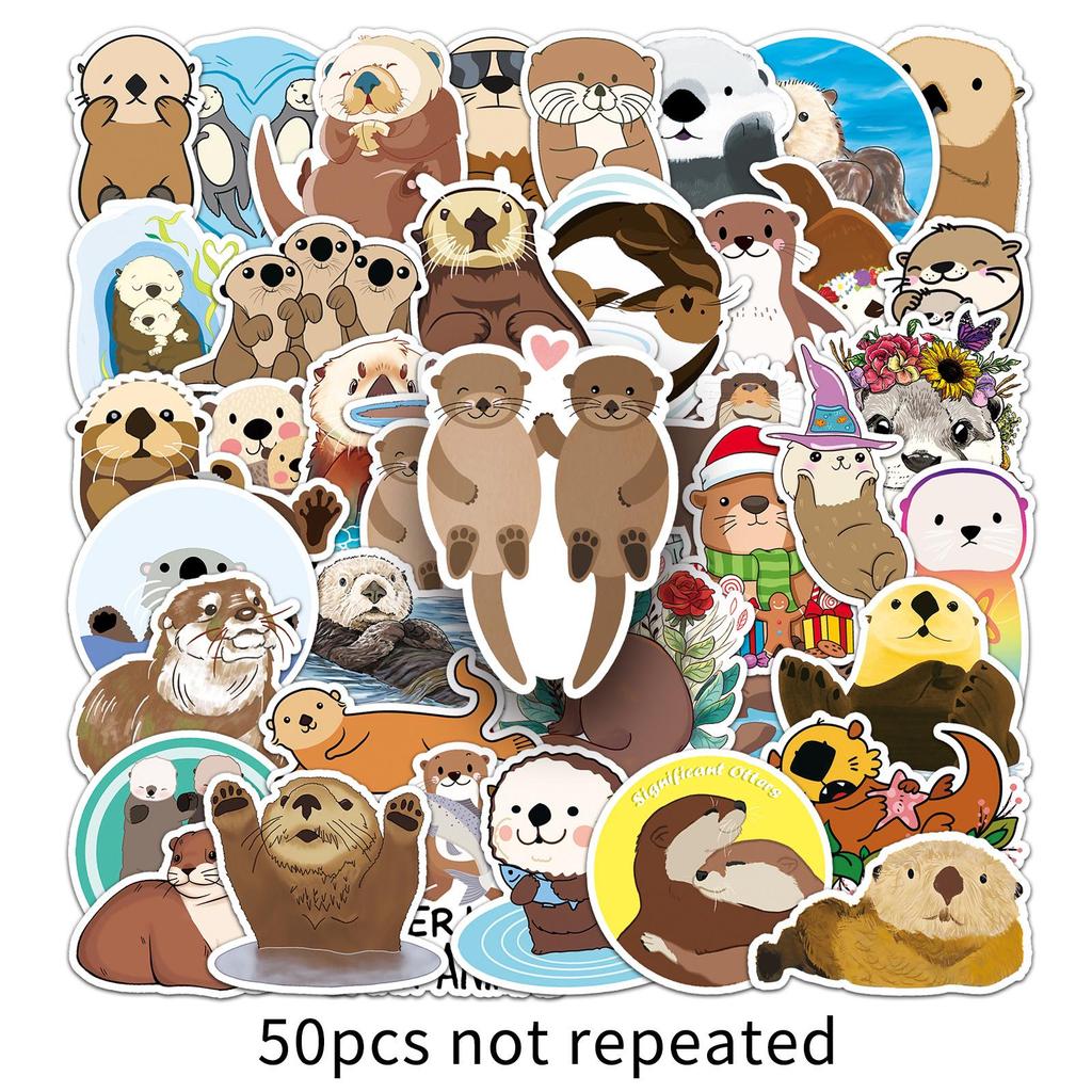 50pcs Otter Graffiti Cartoon Animal Creative DIY Stickers for Kids - Ideal for Phones & Suitcases