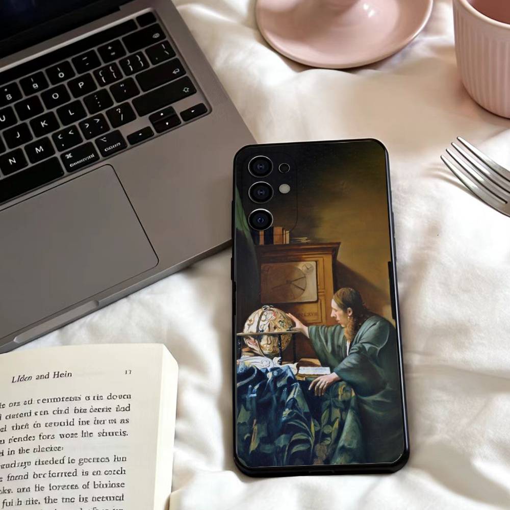 Johannes Vermeer Art  Phone Case For Samsung S25,24,23,22,30,21,10,9,Ultra,Plus,Lite,FE,4,5 G Soft Black Case