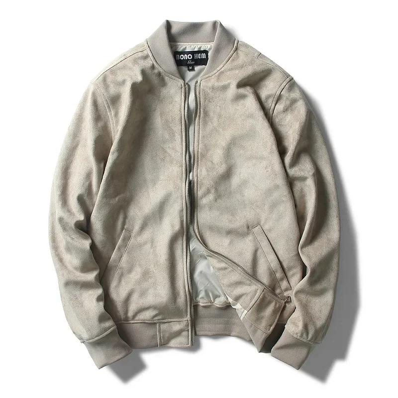 Suede Stand Collar Men's Jacket Baseball Uniform Flight Suit Young and Middle-Aged Jacket Short Top