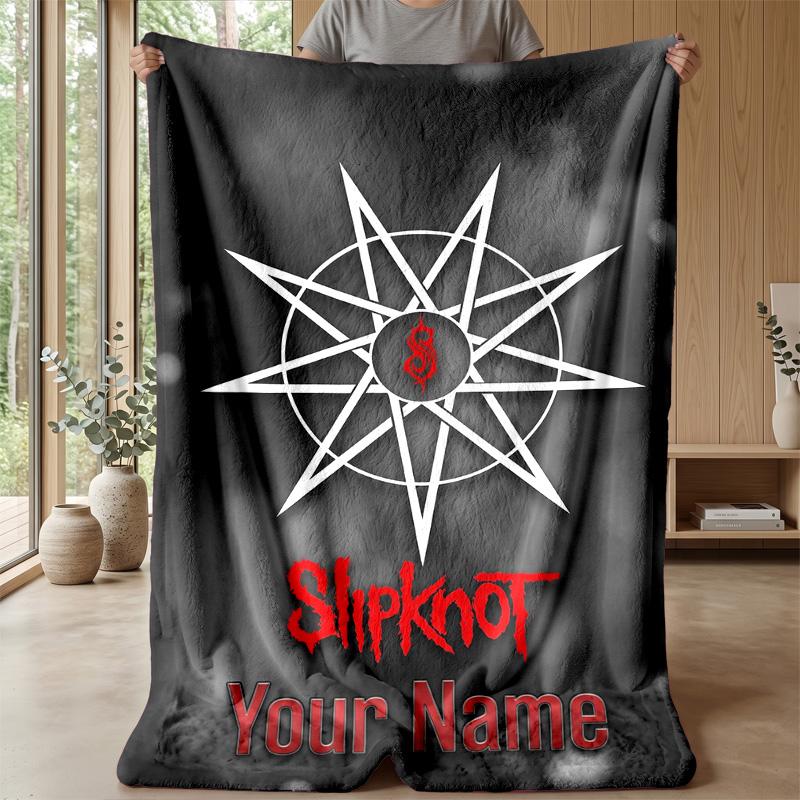 Slipknot Custom Flannel Throw Blanket Print Your Name Text Soft Warm Blanket Holiday Present