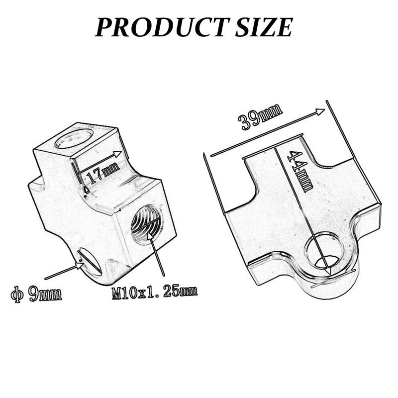 Motorcycle ATV Brake Hose Connector Adapter 3 Way Motorcycle Hydraulic Pipe Connect Tee Coupling Tubes Adapter bracket M10 Banjo золотой