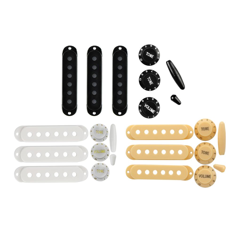 FLEOR Set von 50/50/52mm ST Single Coil Gitarren Tonabnehmer Abdeckungen 2 Ton 1 Volume Regler Schalterspitzen SSS Gitarrenteile