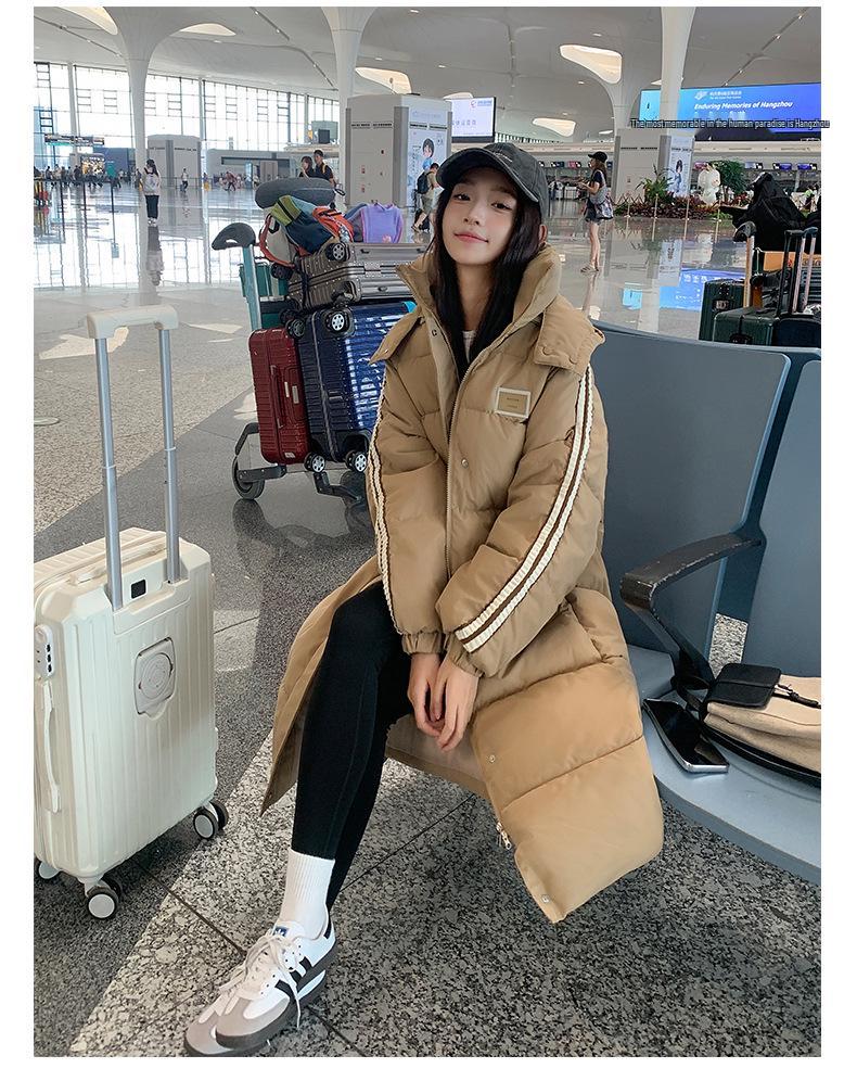 European Women's Mid-Length Down Jacket - Winter 2024 Arrival, Over-the-Knee, Loose Fit, Thickened Cotton Coat