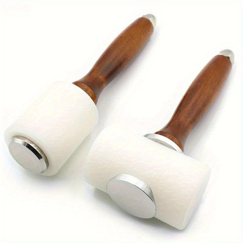 1/2Pcs Professional Leathercraft Hammers Nylon Mallets with Wooden Handles for Punching Printing DIY Projects Working Tools
