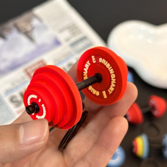 Keychain Pendant Lightweight Durable Soft Rubber Metal Dumbbell Design Detachable Fitness Bag Charm Key Holder Sporty Gift Accessory