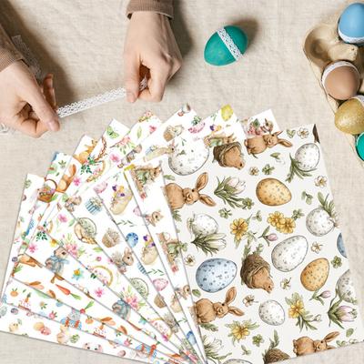 Bunny Wrapping Paper 19.7 X 27.6 Inch Easter Gift Wrap Cute Bunny Folded Flat Art Paper Sheet for Easter Spring Birthday Party DIY Crafts Decor