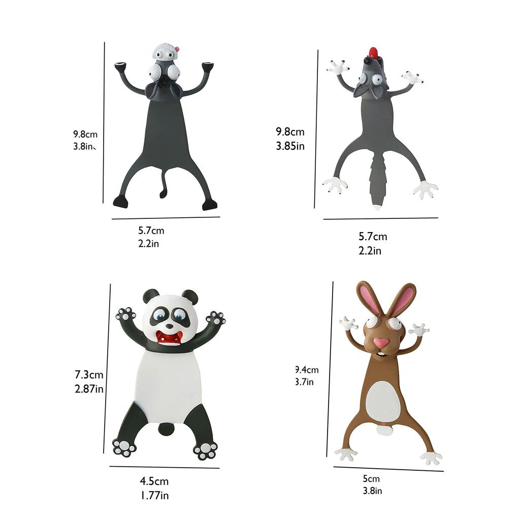 3D Stereo Kawaii Cartoon Bookmark Wacky Bookmark Student Gift 4PCS