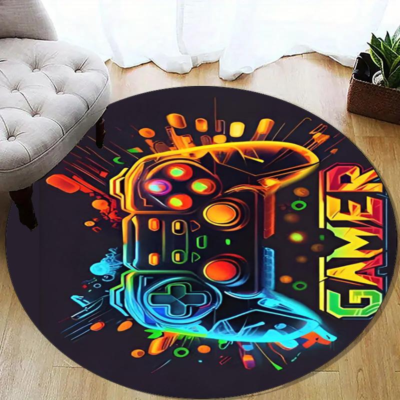 Game Controller Printed Round Rug Carpet Chair Rug Area Rug Entryway Doormats,for Office Chair Living Room Bedroom Kitchen Room.