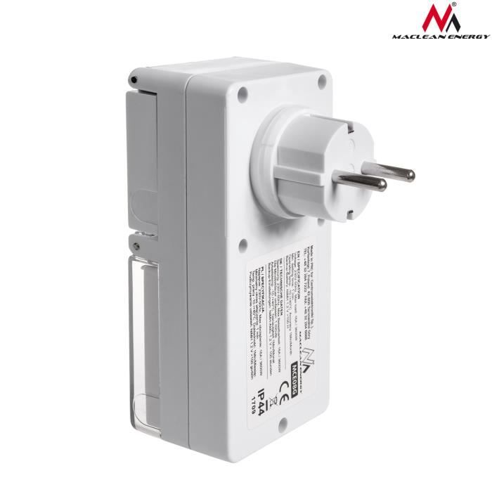 Minuterie Numérique Extérieure Prise F Schuko 10 Programmes Maclean Energy MCE08G
