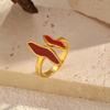 Chenhe jewelry women's high-end sense niche design fashionable non-fading jewelry stainless steel enamel open ring