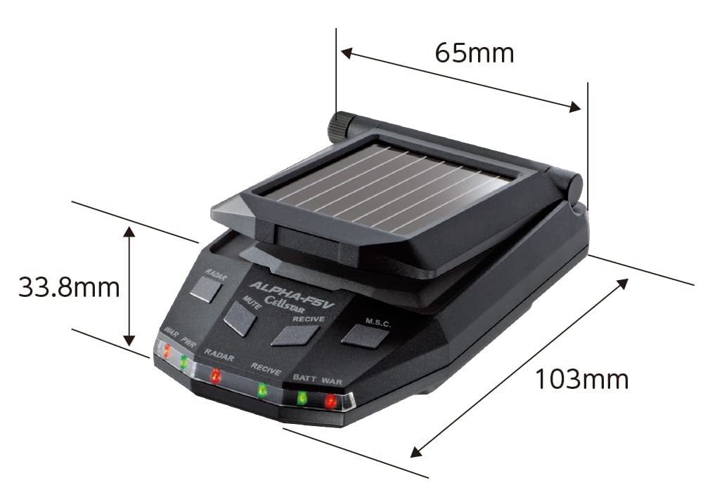 CELLSTAR ALPHA-F5V Radar Detector, Solar Type, 16 Bands, Continuous Use of Built-in , Up To 60 Hours, Made In Japan