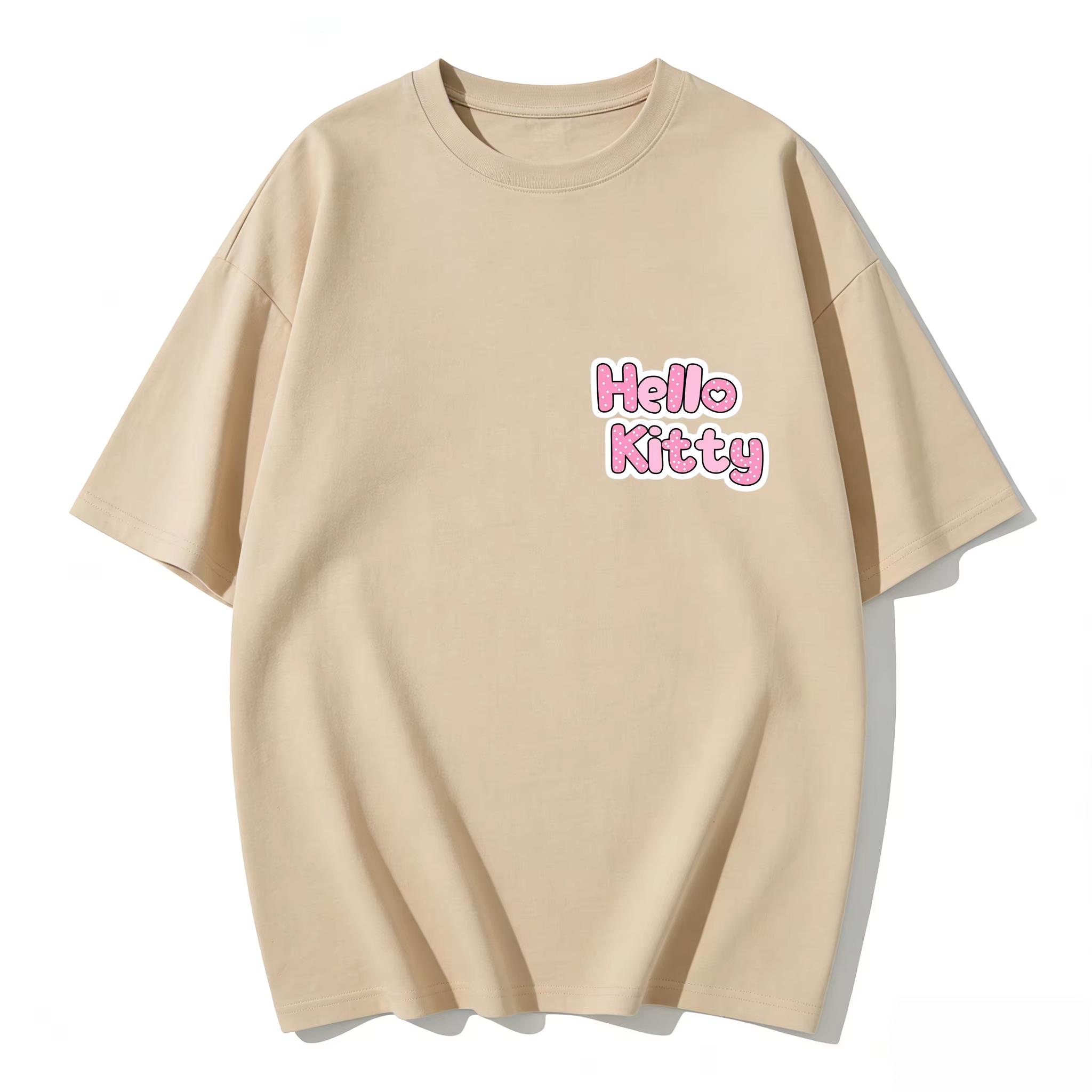 

2026 new Summer HelloKitty Cute Graphic Tee Casual Short Sleeve Cotton Top for Women Girls Kawaii Cartoon Print Streetwear S