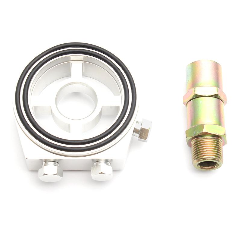 Universal Aluminum Oil Filter Sandwich Plate Thread Adapter, Oil Cooler Pressure Temp Gauge Adapter Kit