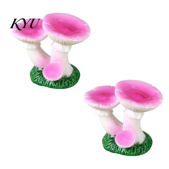 DIY Craft Supplies 2 Pcs Mini Mushroom Figurines, Miniature Resin Figures Tabletop Scenes for Micro Landscape, Fairy Garden, Aquarium, Bonsai