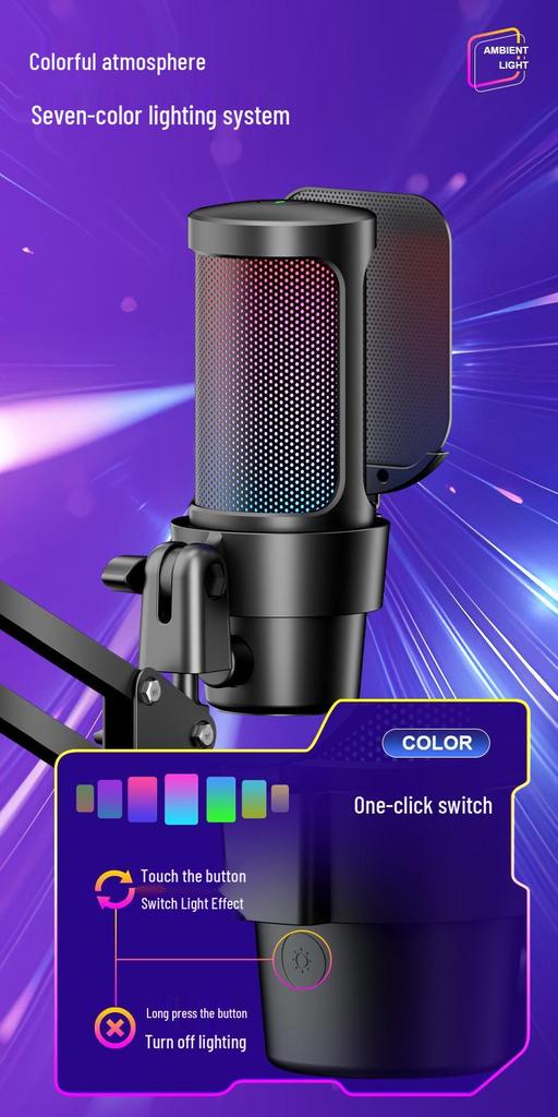 RGB USB Condenser Mic for Gaming, Streaming, and Singing